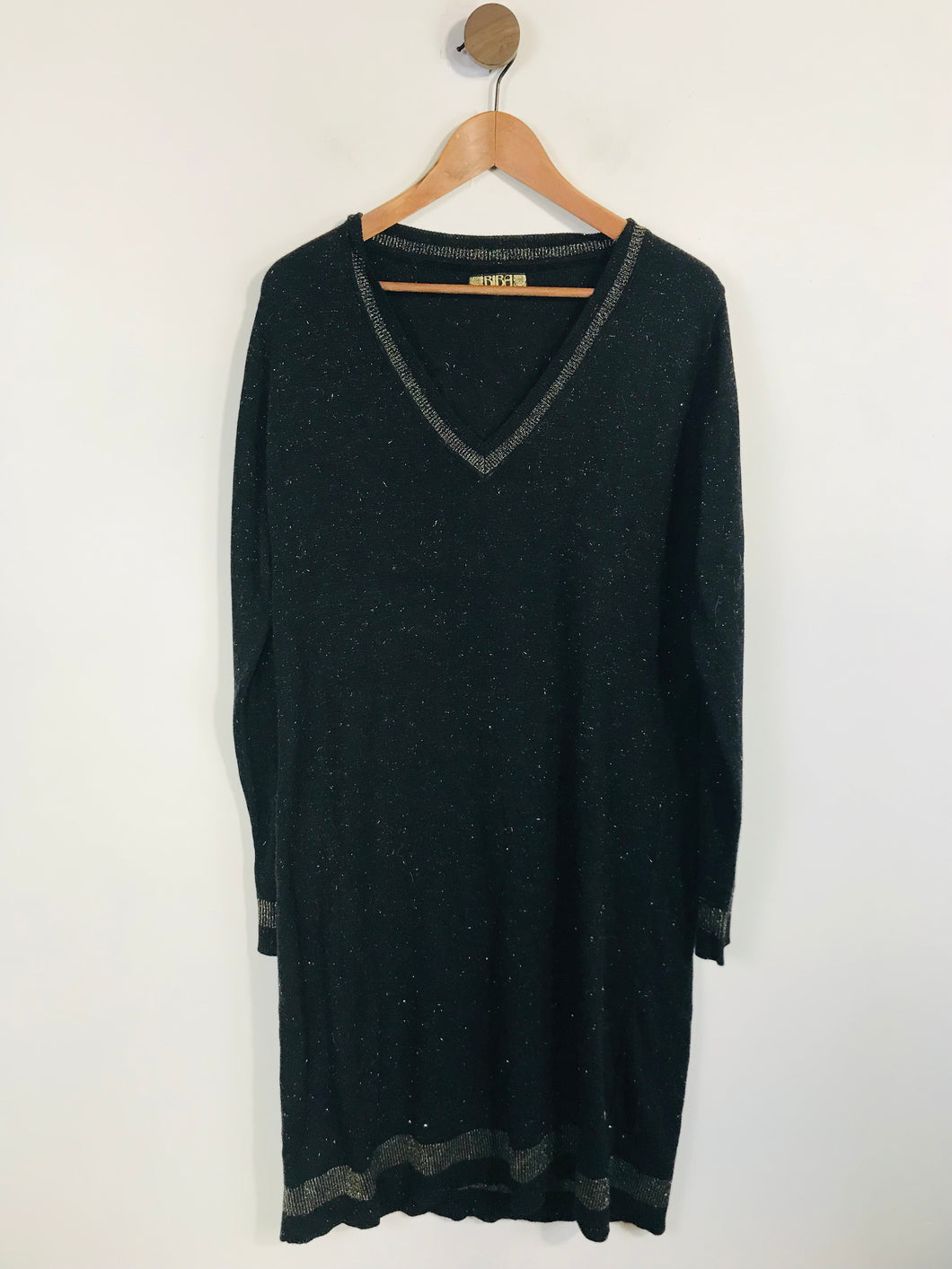 Biba Women's Knit Sparkly Sheath Dress | L UK14 | Black
