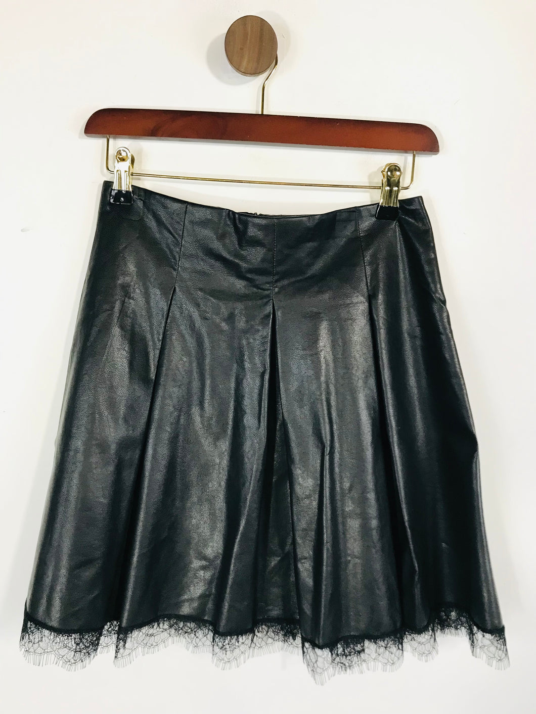 Zara Women's Faux Leather Pleated A-Line Skirt | S UK8 | Black