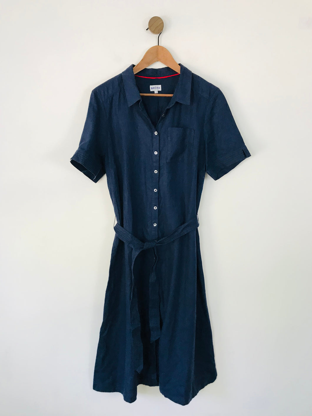 Brora Women's Linen Button-Up Shirt Midi Dress | UK14 | Blue