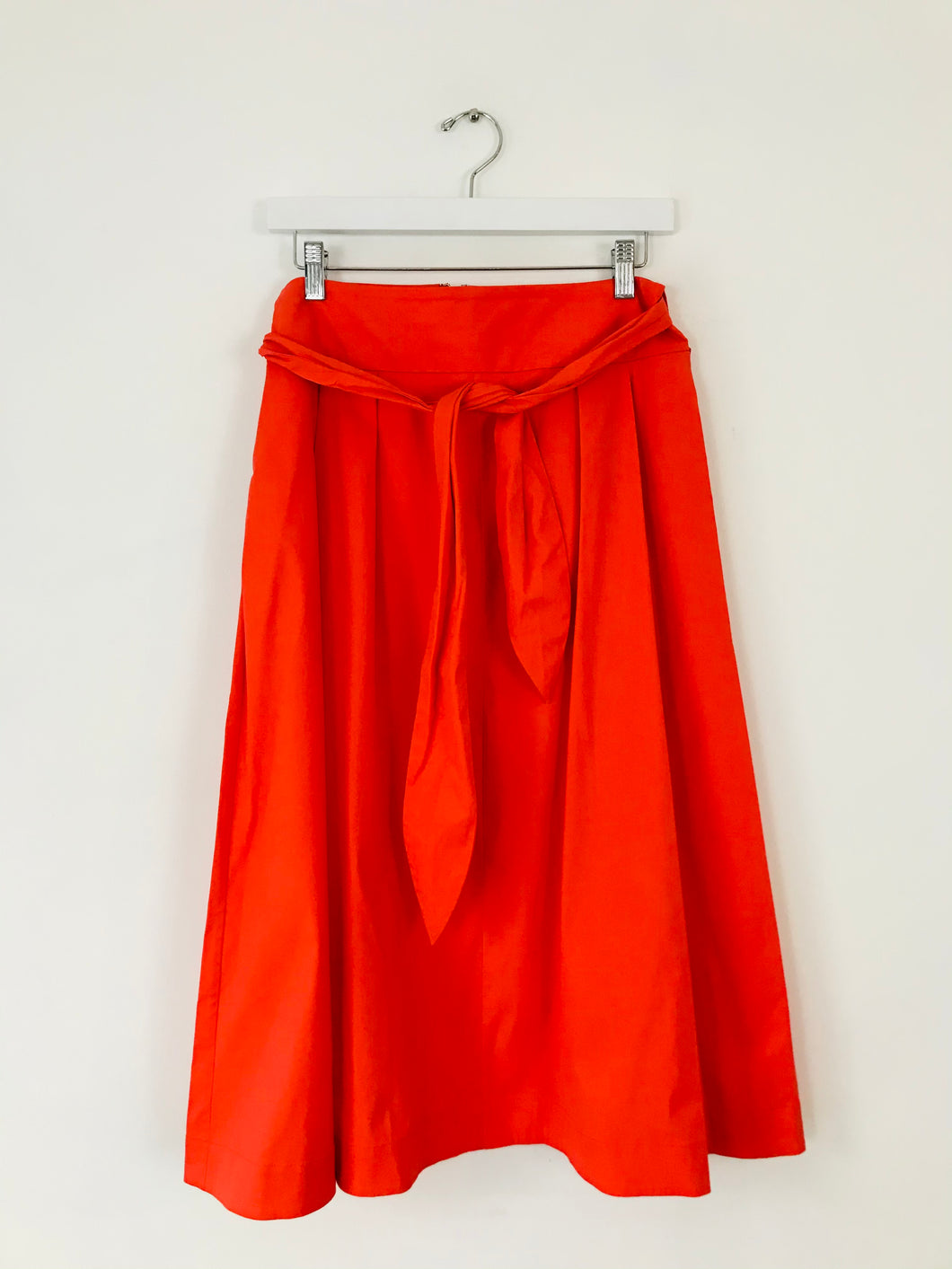 Isa Arfen Women’s Pleated A-Line Midi Skirt | UK12 | Orange