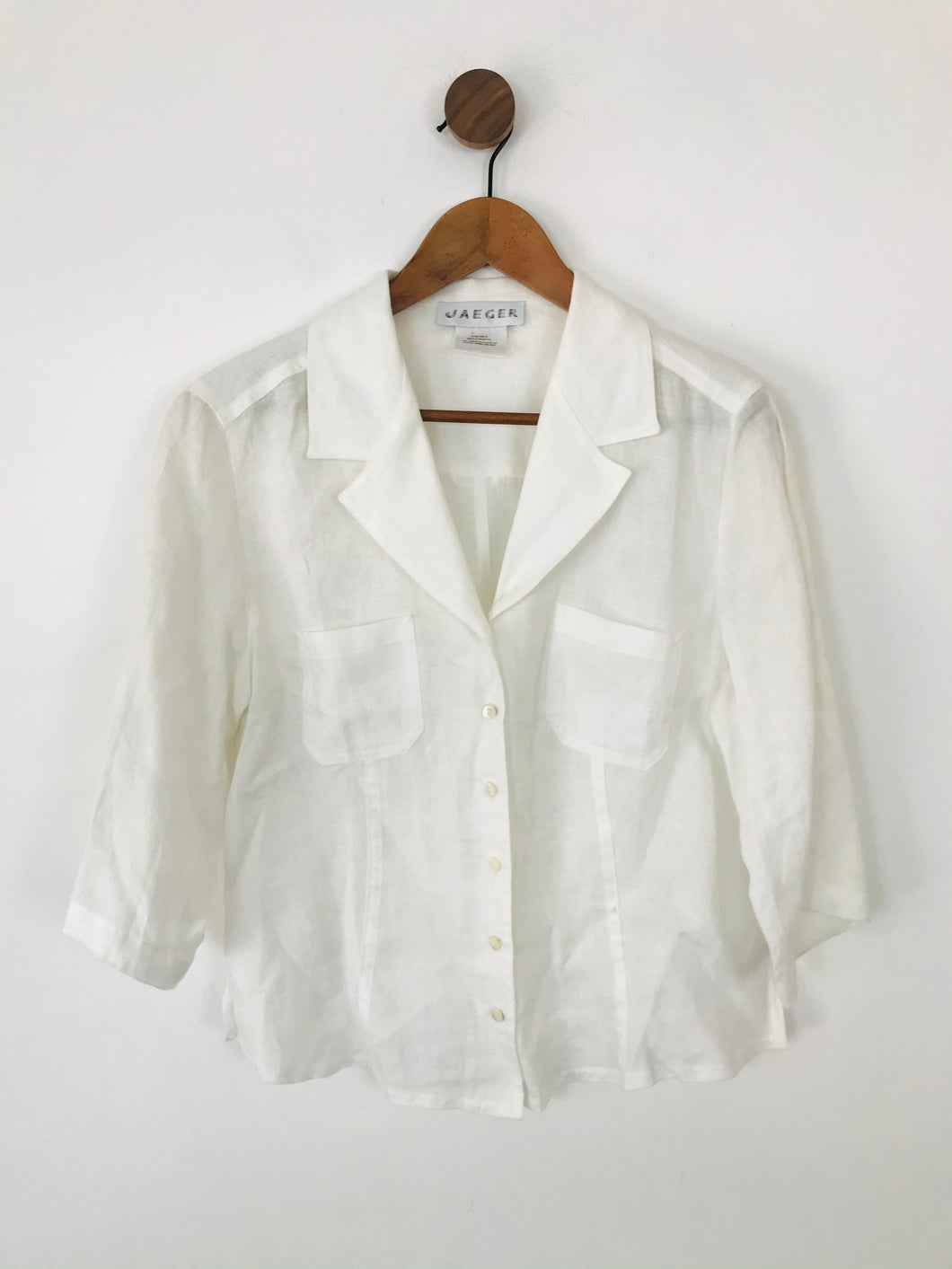Jaeger Women's Linen Button-Up Shirt | UK16 | White