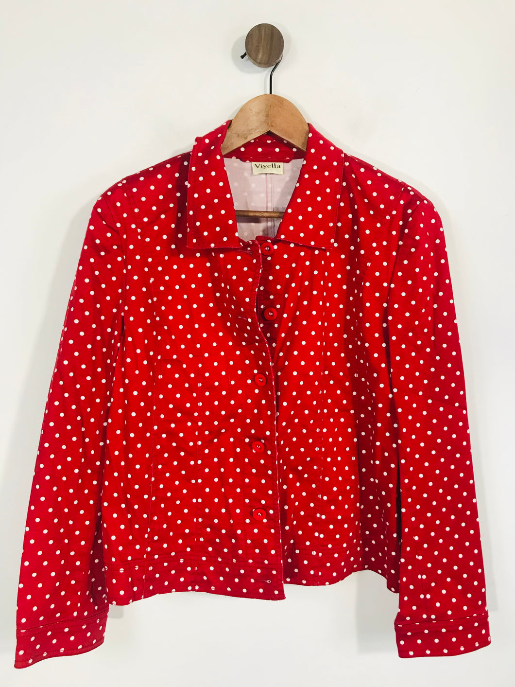 Viyella Women's Polka Dot Blazer Bomber Jacket | UK14 | Red