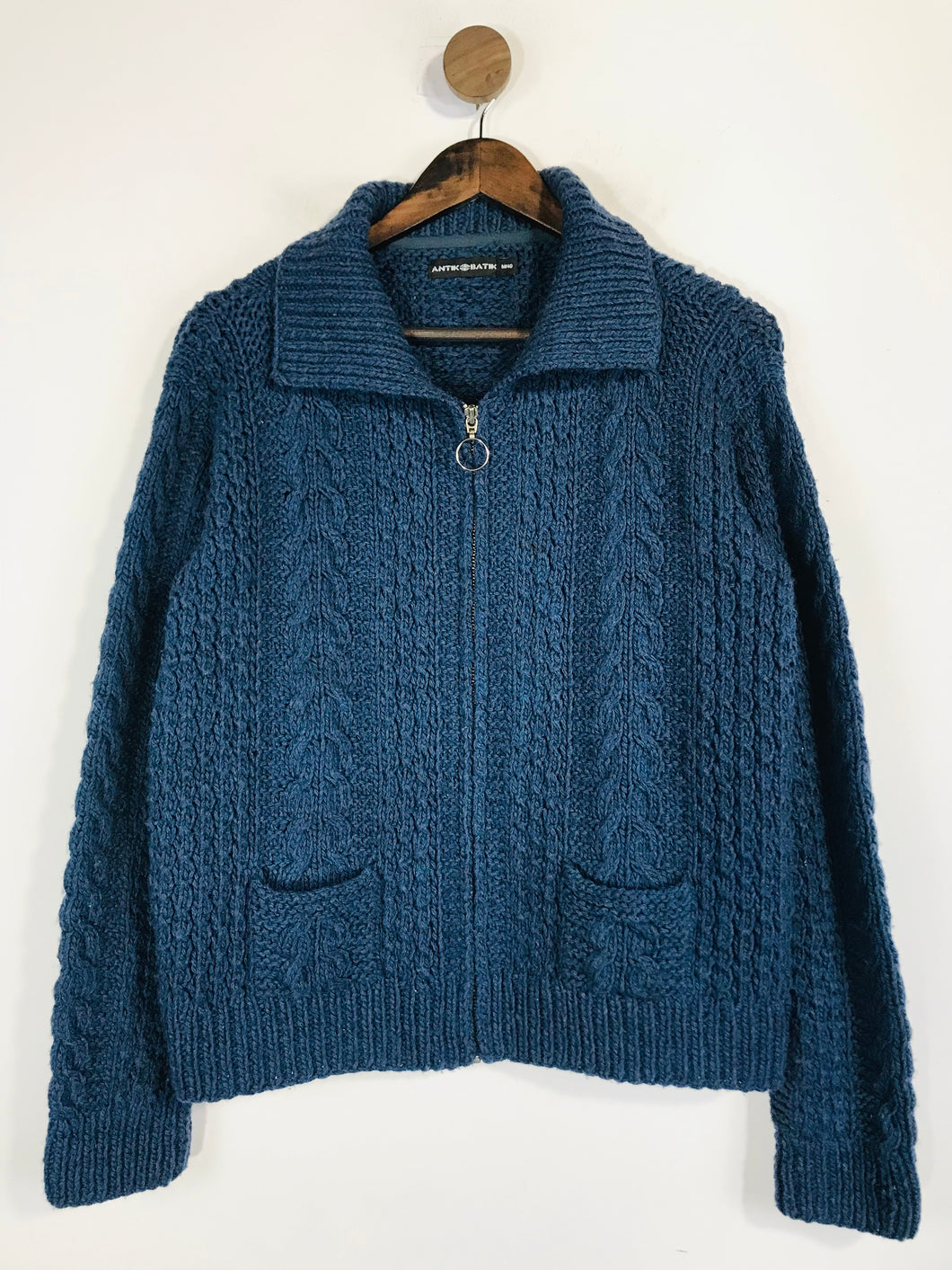 Antik Batik Women's Wool Zip Cardigan | M UK10-12 | Blue