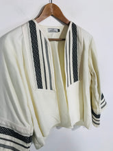 Load image into Gallery viewer, Kaftan Queen Women&#39;s Boho Cropped Flare Sleeve Blazer Jacket | M UK10-12 | White

