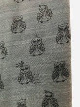 Load image into Gallery viewer, Becksondergaard Anthropologie Women&#39;s Owl Print Silk Wool Scarf | OS | Grey
