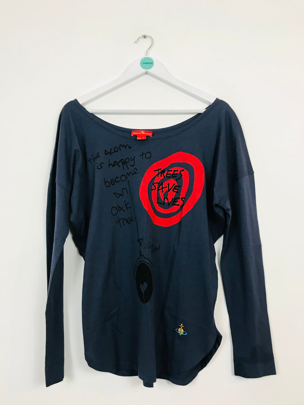 Vivienne Westwood Wide Neck Long Sleeve T-shirt | L | Grey