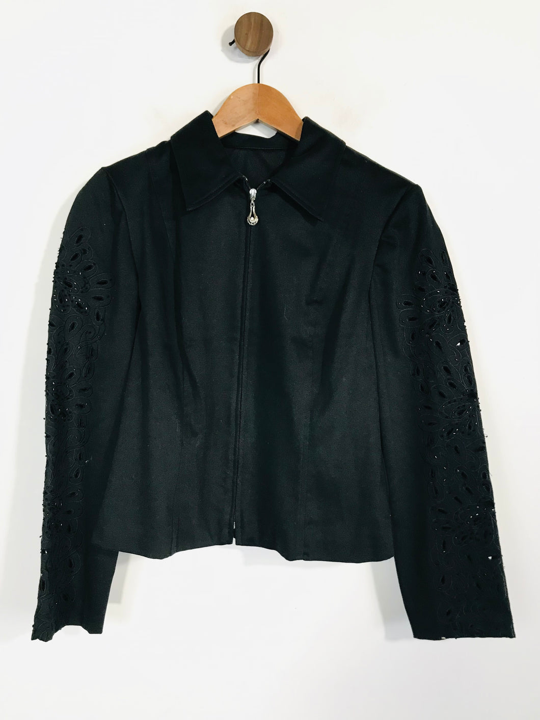 Joseph Ribkoff Women's Embroidered Zip Blazer Jacket | UK12 | Black