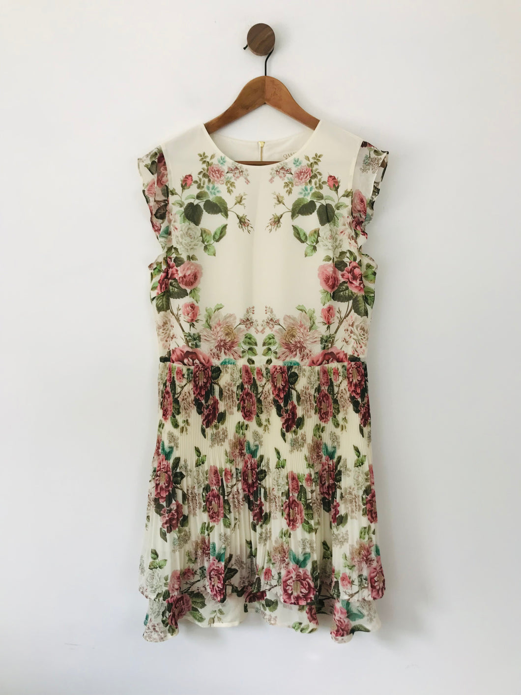 Oasis Women's Floral Pleated A-Line Dress | UK16 | Multicolour