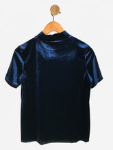 Load image into Gallery viewer, Zara Women&#39;s High Neck Velvet Blouse | M UK10-12 | Blue

