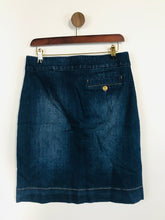Load image into Gallery viewer, Joules Women&#39;s Denim Button Pencil Skirt | UK10 | Blue
