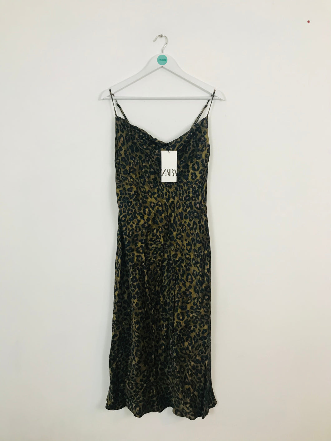 Zara Women’s Leopard Print Maxi Shift Dress NWT | S UK8-10 | Green
