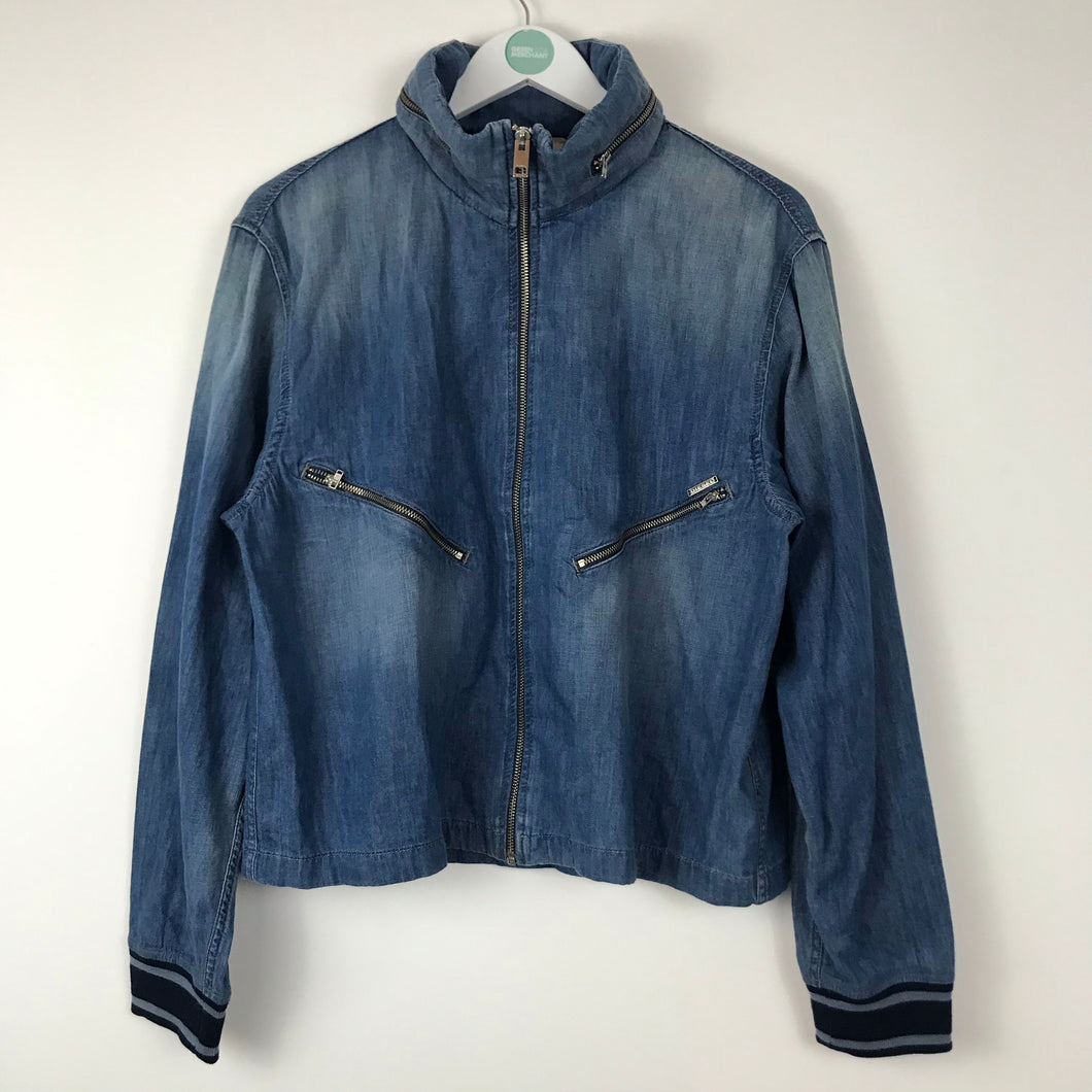 Diesel Womens Vintage Zip Up Denim Jacket | L UK14 | Blue