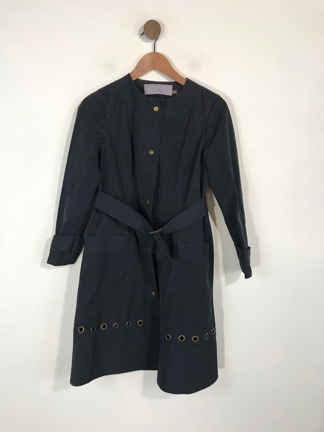 Vera Wang Women's Cotton Ribbed Overcoat Coat | US4 UK8 | Blue