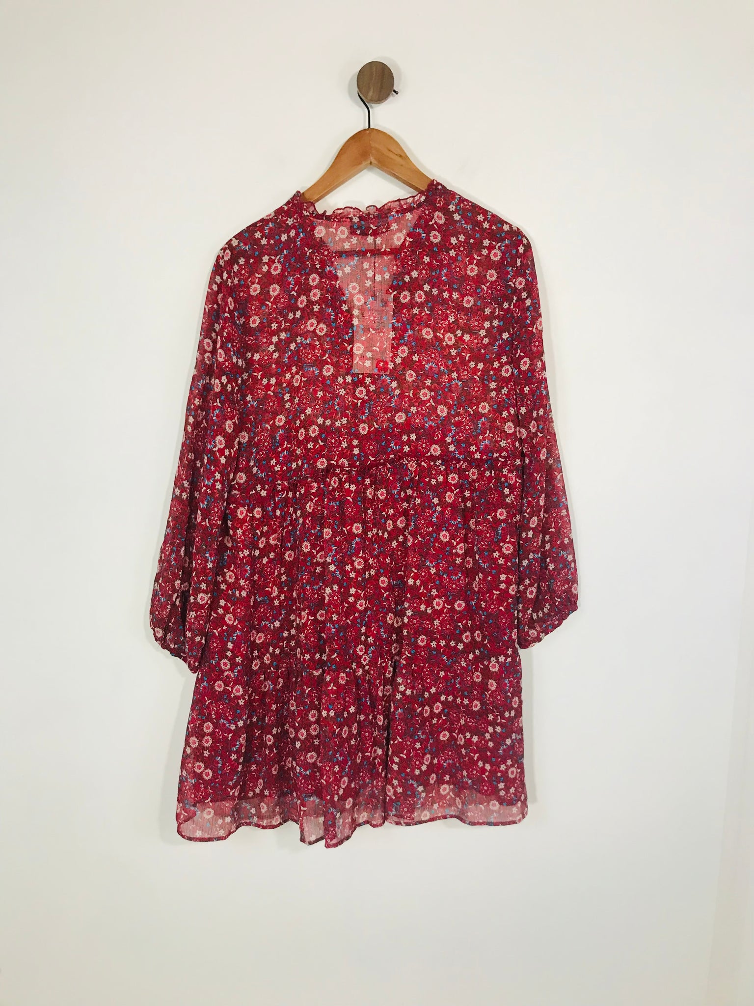 Zara Women's Long Sleeve Floral A-Line Dress NWT | L UK14 | Red ReThread Zara Women's Long Sleeve Floral A-Line Dress NWT | L UK14 | Red ReThread