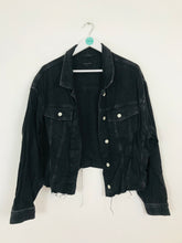 Load image into Gallery viewer, Allsaints Women’s Oversized Cropped Distressed Denim Jacket | XS-S | Black

