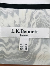 Load image into Gallery viewer, L.K.Bennett Women’s 100% Silk Wave Print Shift Dress | UK14 | Black Cream
