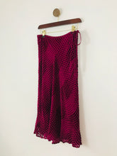 Load image into Gallery viewer, Laura Ashley Women’s Polka Dot Velvet Midi Skirt | UK10 | Burgundy Red
