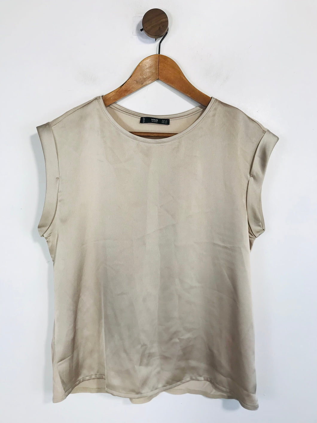 Mango Women's Sleeveless T-Shirt | S UK8 | Beige