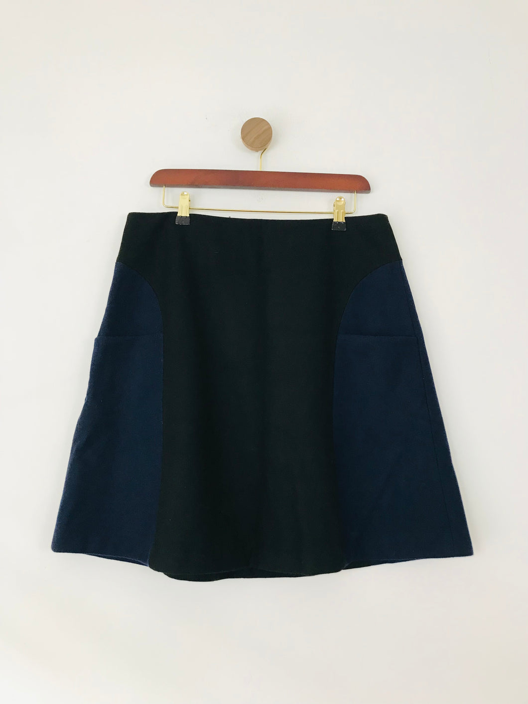 Boden Women's Colour Block Wool Blend A-Line Skirt | UK14 | Black