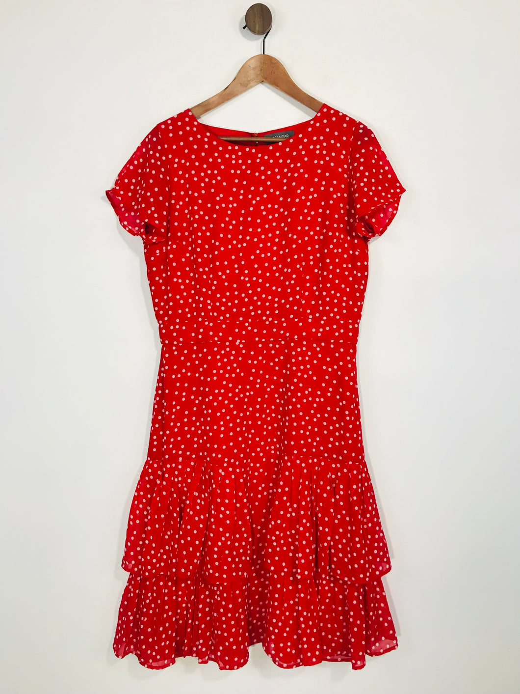 Sosandar Women's Polka Dot, Pleated Midi Dress | UK12 | Red