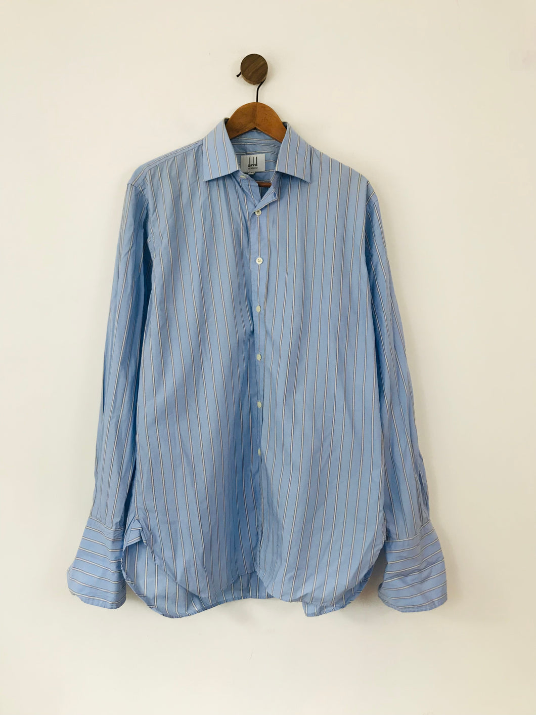 Dunhill Men's Striped Button-Up Shirt | L 16.5 | Blue