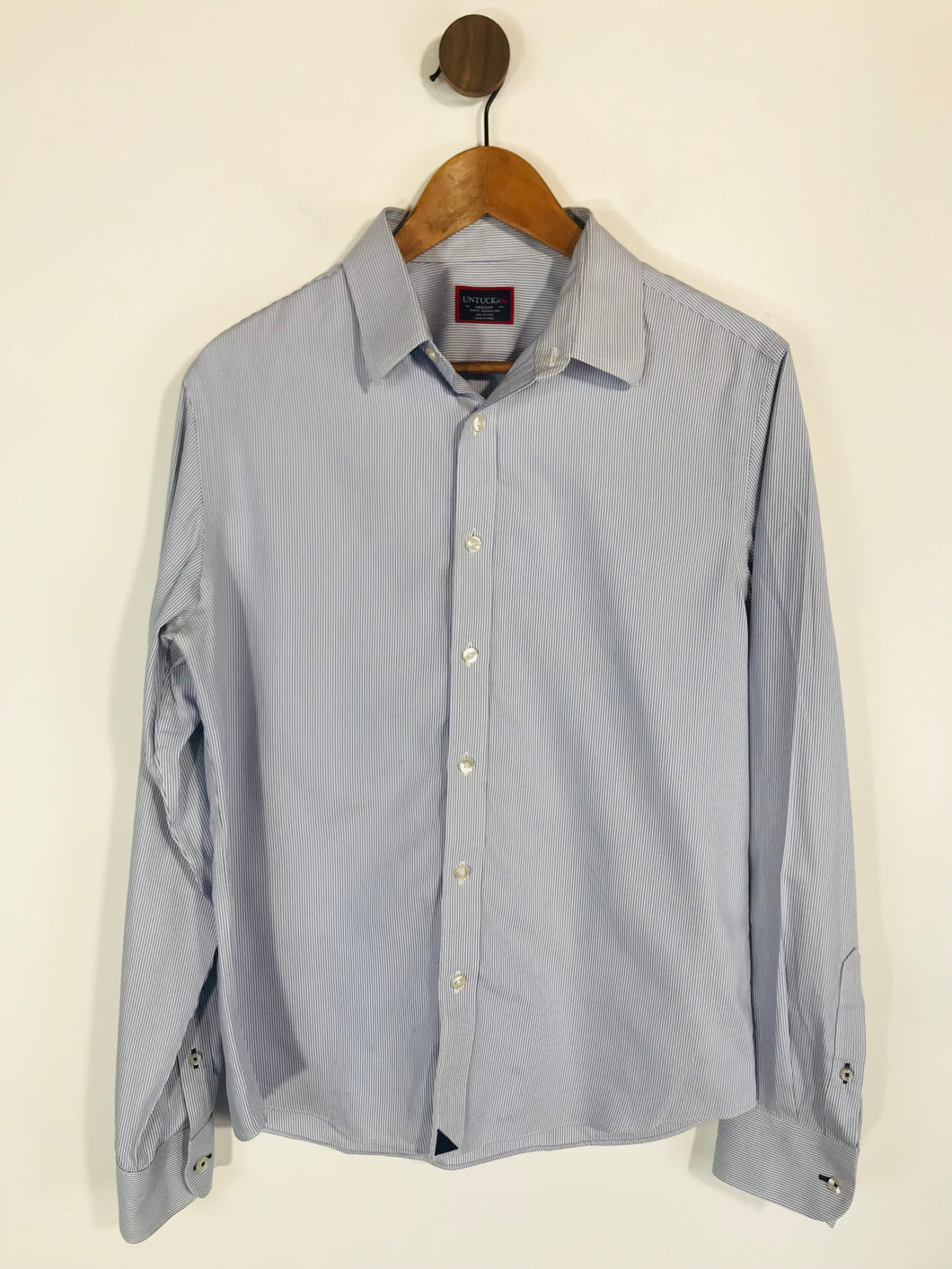 Untuckit Men's Striped Button-Up Shirt | M | Blue