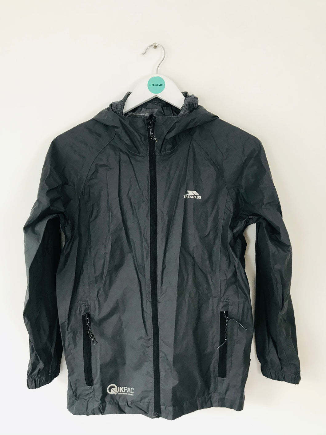 Trespass Youth Qikpac Waterproof Raincoat Mac Jacket | 11/12 Years | Grey
