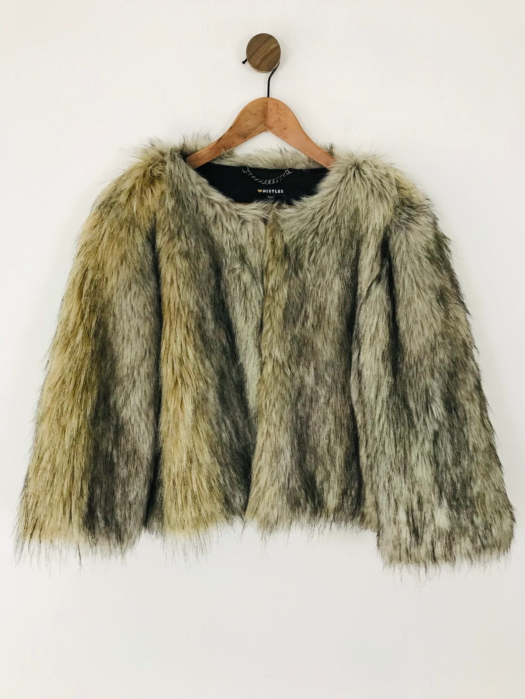 Whistles Women's Faux Fur Jacket Overcoat | L UK14 | Beige