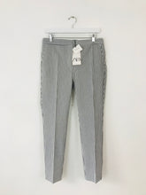 Load image into Gallery viewer, Zara Women’s Seersucker Striped Tapered Trousers NWT | L UK14 | Grey
