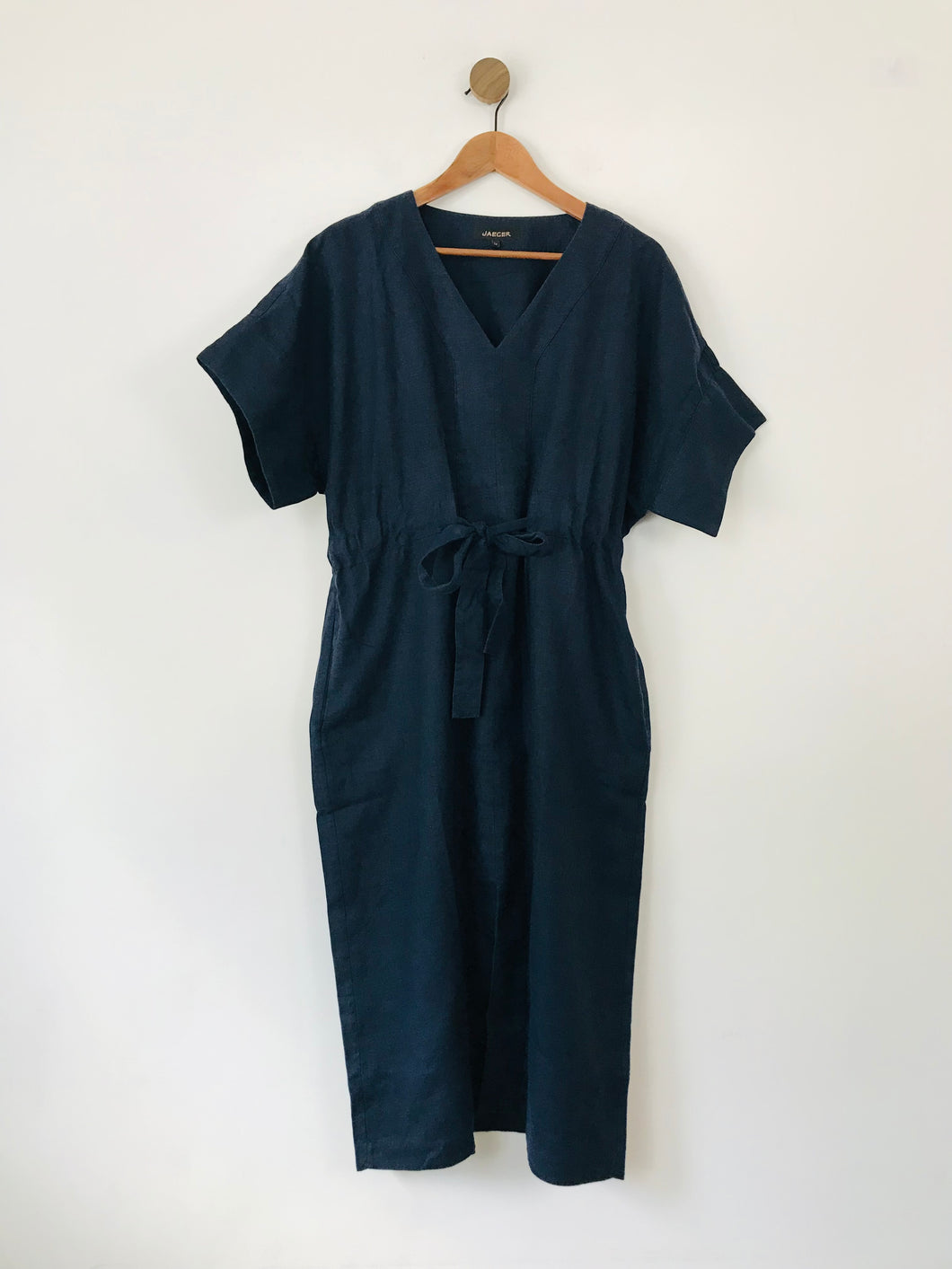 Jaeger Women's Linen Midi Dress | UK14 | Blue