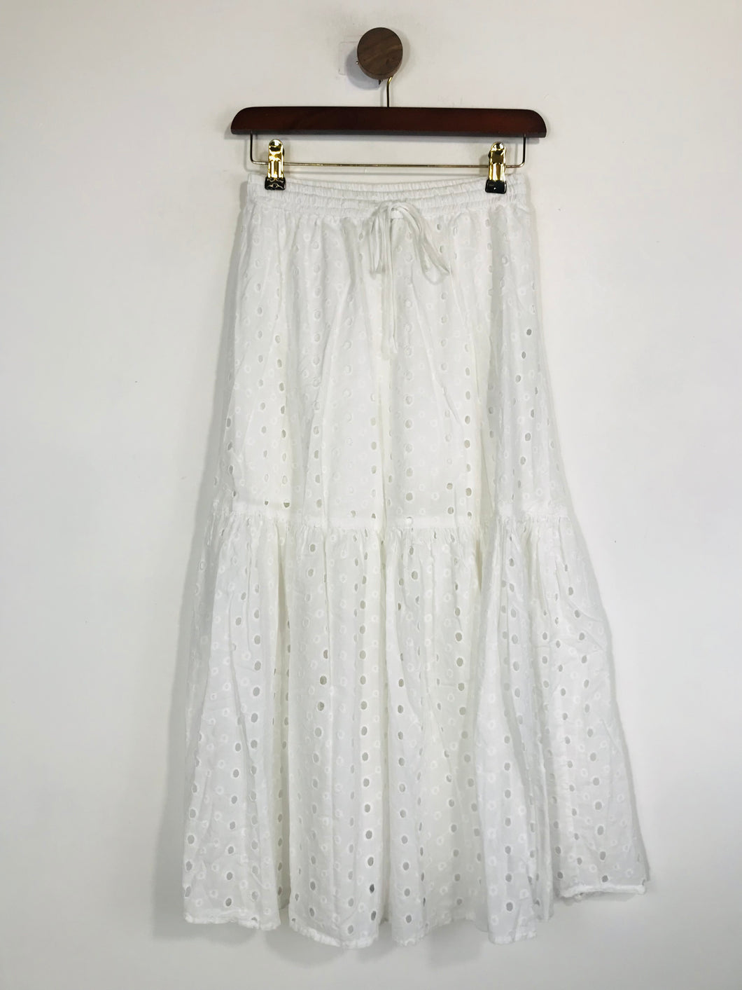 Asos Women's Cotton Polka Dot Midi Skirt | UK8 | White