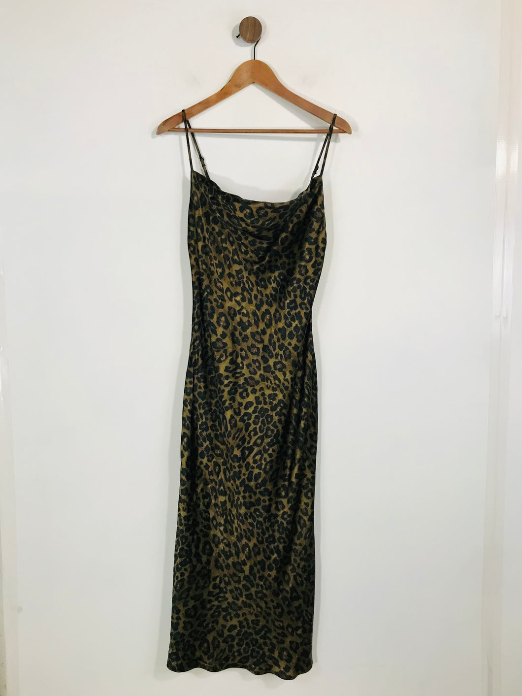 Zara Women's Leopard Print Midi Dress | S UK8 | Green