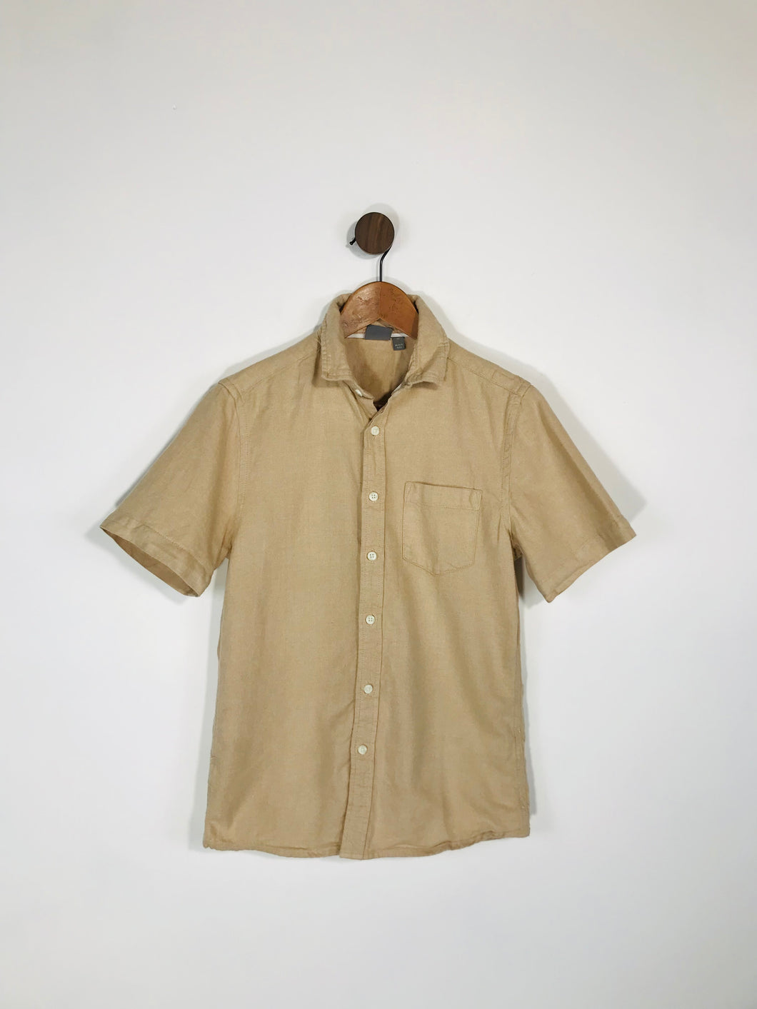ASOS Men's Cotton Smart Short Sleeve Button-Up Shirt | XS | Beige