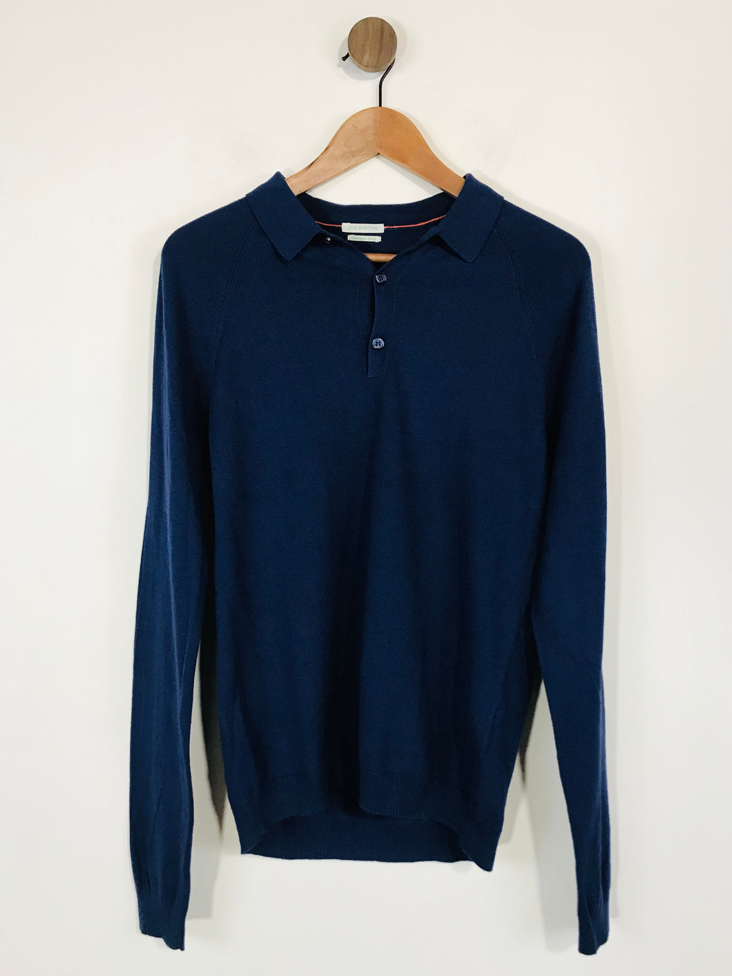 Stile Benetton Men's Cashmere Cotton Polo Shirt | S | Blue