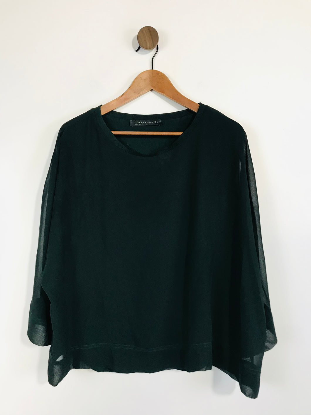 Zara Women's Sheer Blouse | L UK14 | Green