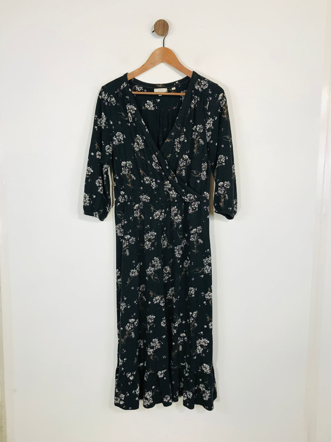 Fat Face Women's Cotton Floral A-Line Dress | UK12 | Black