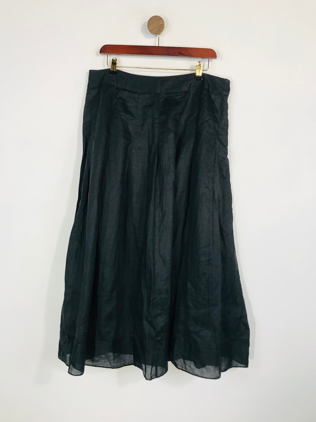 Jaeger Women's Cotton Pleated Midi Skirt | UK16 | Black