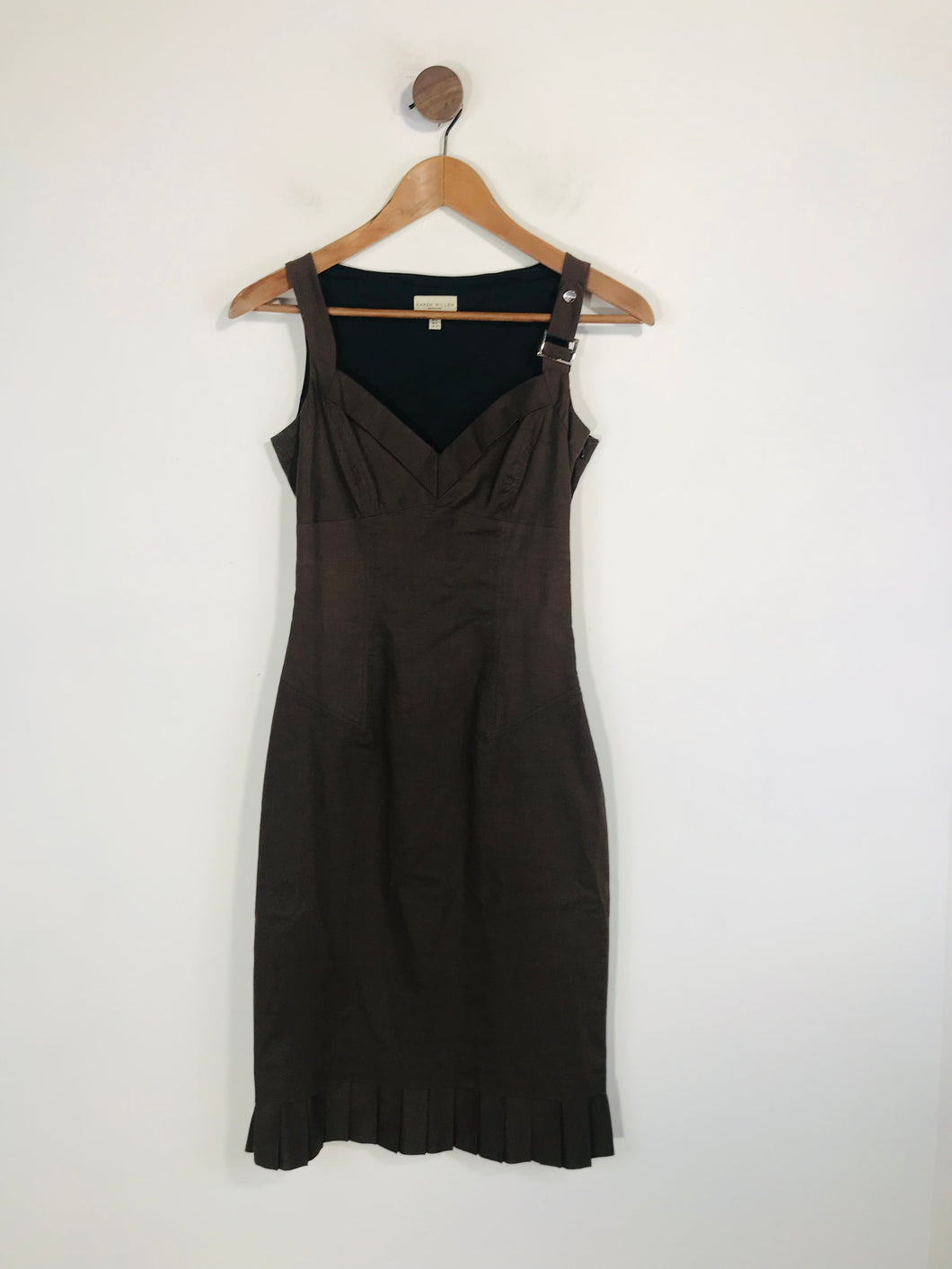 Karen Millen Women's Pleated Bodycon Dress | UK6 | Brown