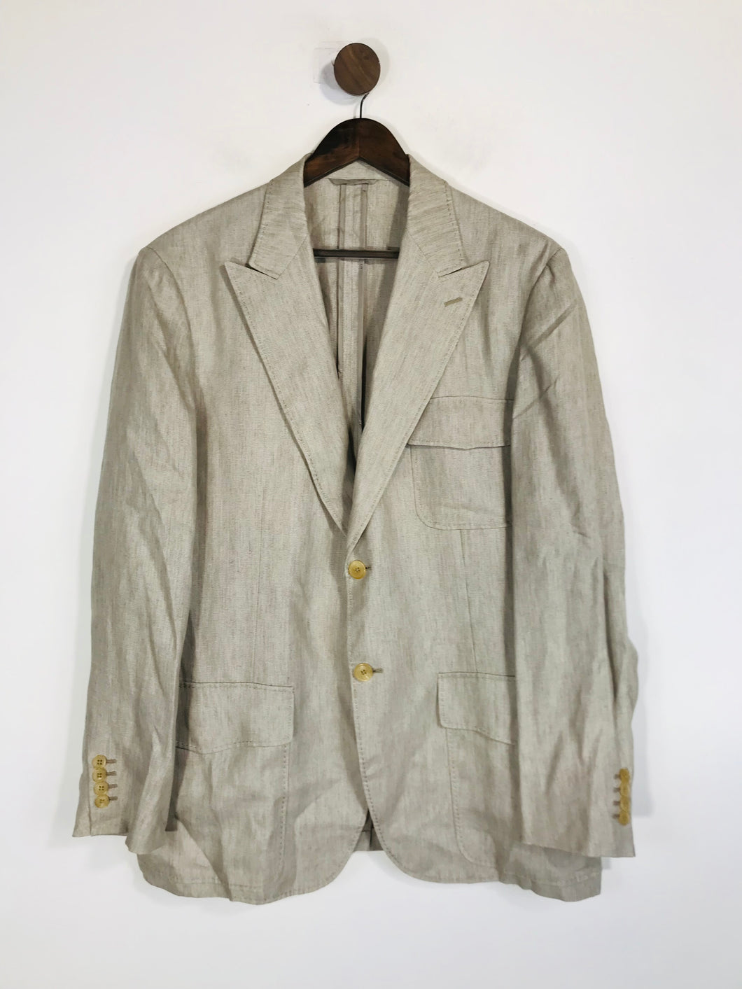 Hermes Men's Linen Blazer Jacket | 54 | Beige