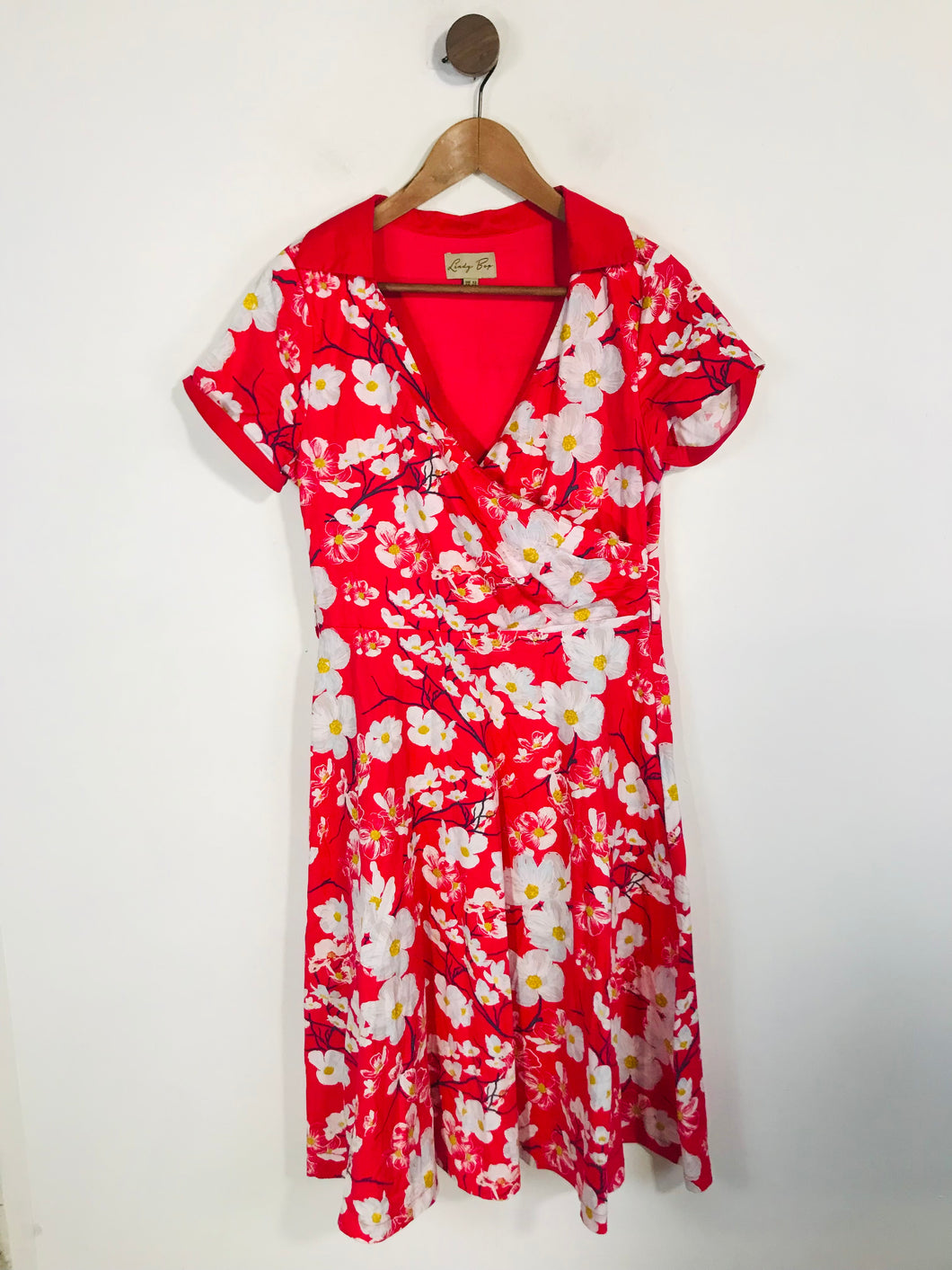Lindy Bop Women's Cotton Floral A-Line Dress | UK12 | Pink