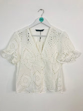 Load image into Gallery viewer, Zara Women’s Lace Short Sleeve Blouse NWT | M UK10-12 | White
