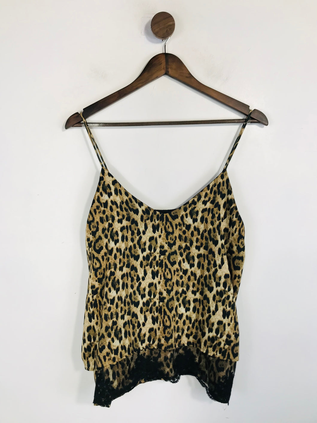 Zara Women's Leopard Print Lace Tank Top | S UK8 | Brown