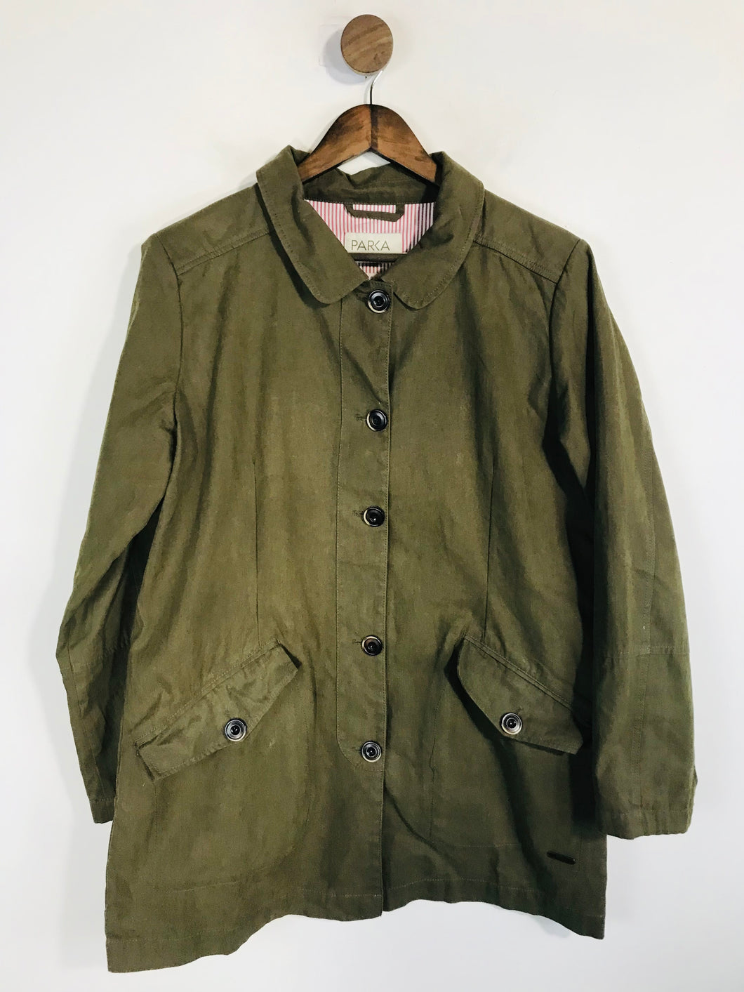 Parka London Women's Cotton Overcoat Coat | M UK10-12 | Green