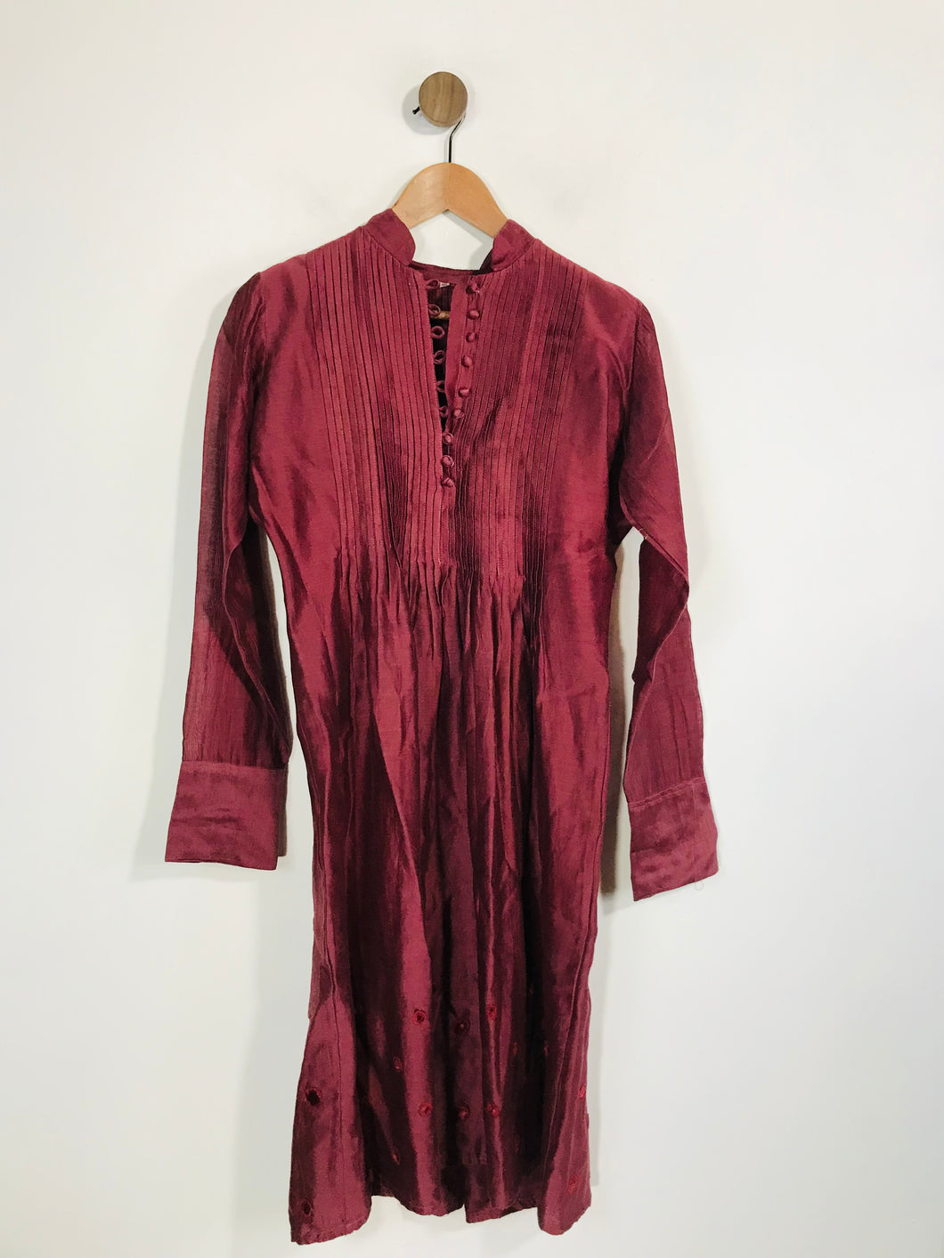 Michele Baconnier Women's Pleated Kaftan Maxi Dress | IT40 UK8 | Red