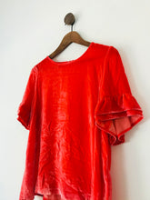 Load image into Gallery viewer, Sezane Women’s Velvet Ruffle Sleeve Blouse | 38 UK10 | Orange
