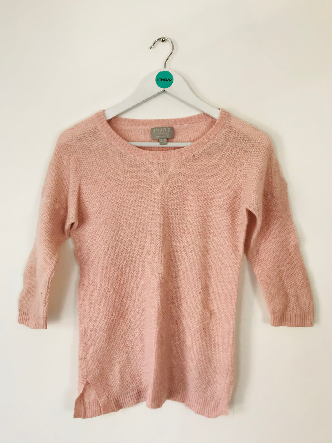 Pure Collection Women’s Cashmere 3/4 Sleeve Jumper | UK14 | Pink