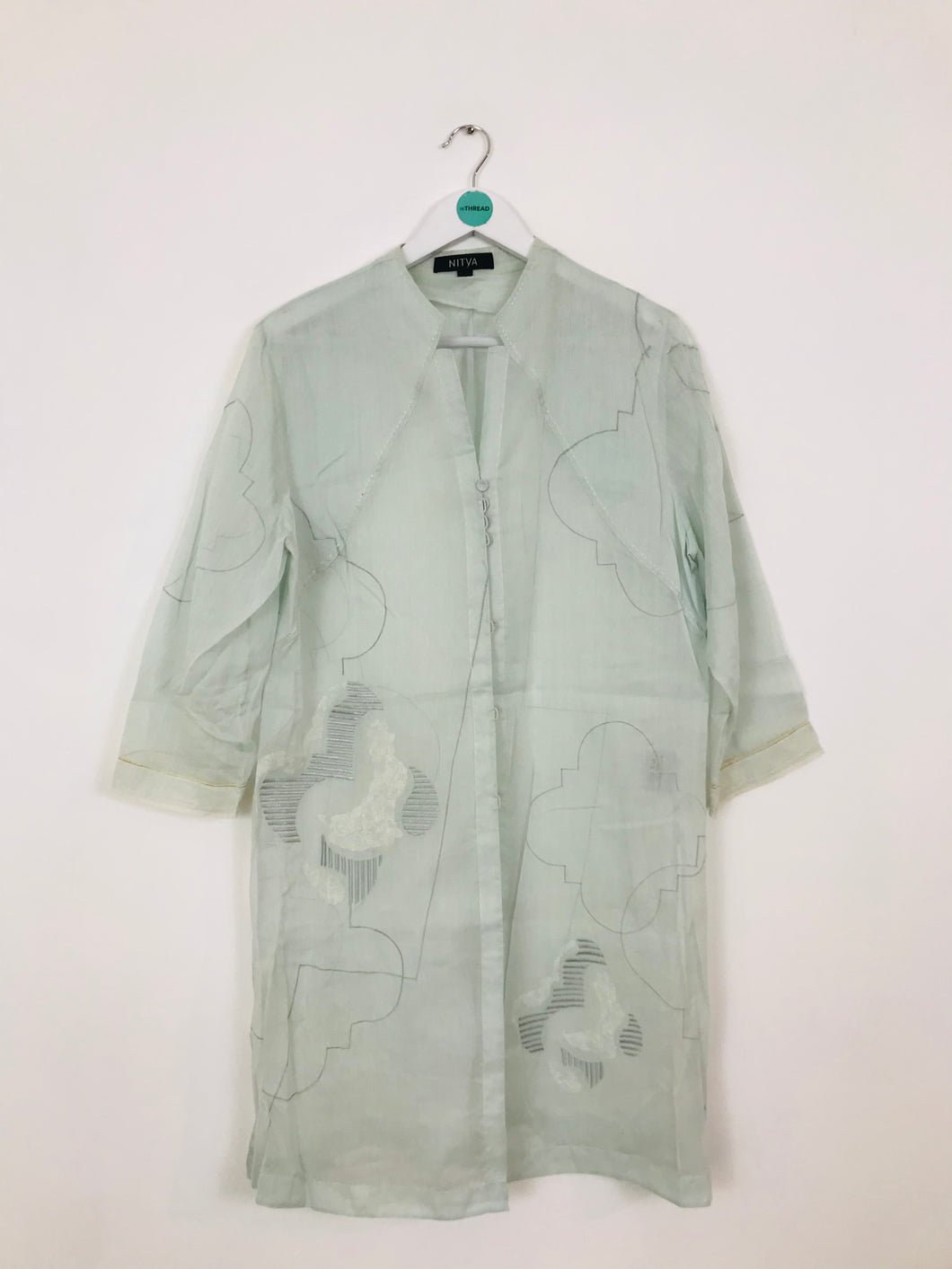 Nitya Women’s Light Cotton Kaftan Shirt Dress | 44 UK16 | Blue