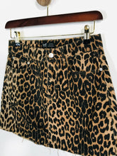 Load image into Gallery viewer, Zara Women&#39;s Denim Leopard Print Mini Skirt | S UK8 | Brown
