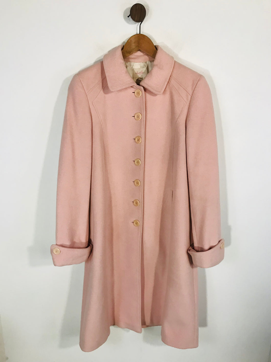 Whistles Women's Wool Overcoat Coat | UK14 | Pink