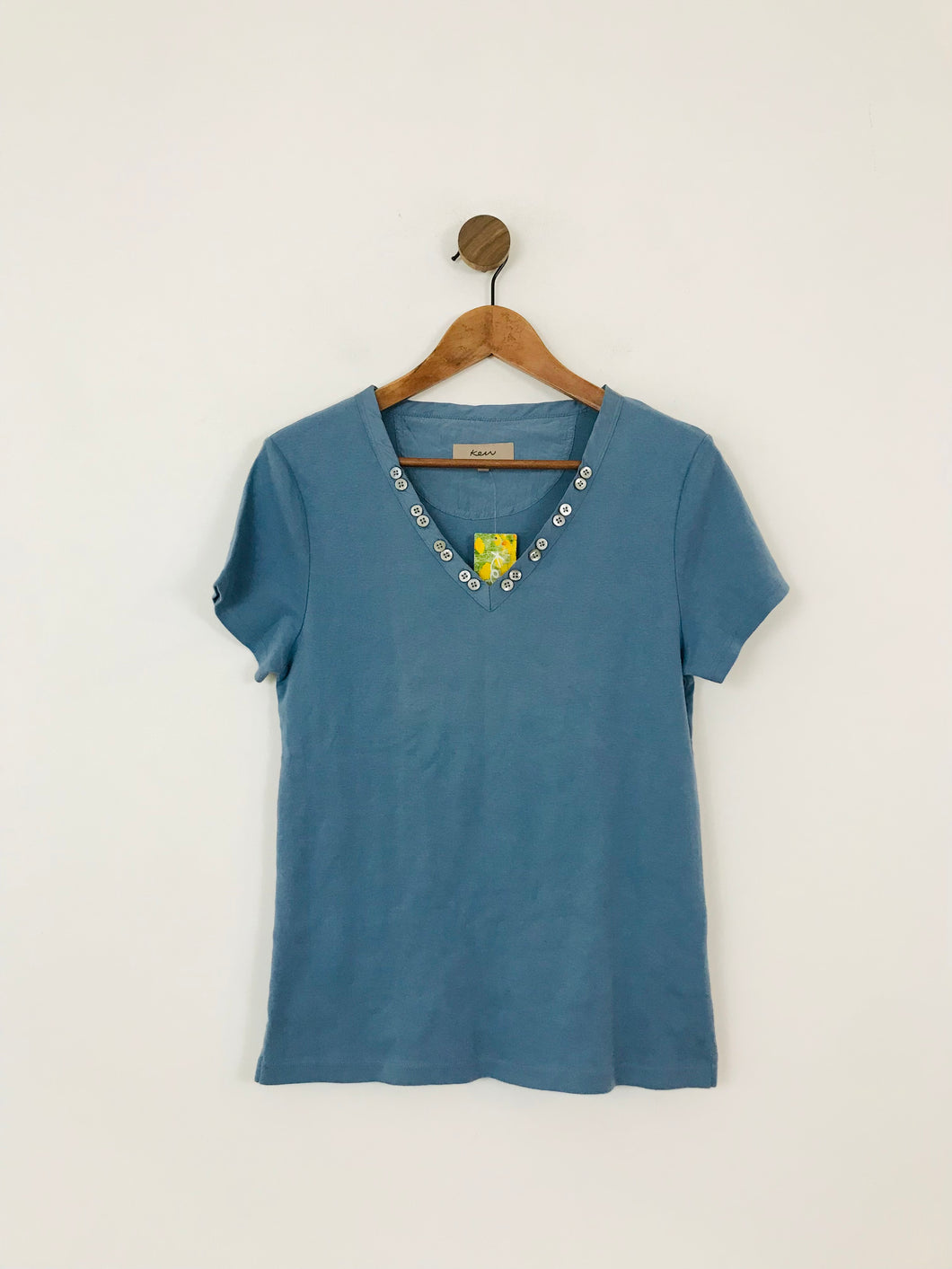 Kew Women's V-Neck T-Shirt NWT | L UK14 | Blue